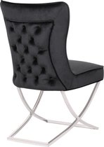 Chaise de salle à manger X - Scarletti - tissu velours noir - base en acier inoxydable - 53x46x93cm
