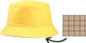 Bucket Hat met Ruiten Binnenkant · Unisex · Festivalhoedje · Regenhoedje · Vissershoedje · Zonnehoedje · Hoed · Emmerhoed · Zon · Licht Beige · Lichtblauw · Geel