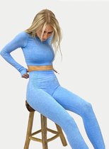 VANO WEAR Sportoutfit / sportkleding set voor dames / fitness legging + sport top (Lichtblauw)