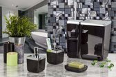 Toskana Badkamer Accessoires 5 delige Set | Zeepdispenser | Zeepbakje| Tandenborstelhouder| Prullenbak met deksel | Wc borstel | Zwart