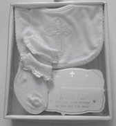 Baby doop geschenkset kleur wit maat 0-6 maanden|Coffret baptême bébé couleur blanc taille 0-6 mois