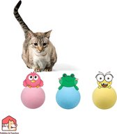 Kattenspeeltje - Interactieve speelbal met geluid - 3-delige set - Roze/Blauw/Geel