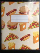 schrift met hamburgers en pizza  1 stuks met lijn