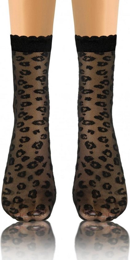 Sesto-Senso 2pack micro filet collants Fashion 20den avec motif panthère, taille unique, noir
