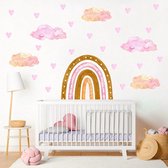 Muursticker | Regenboog Wolken Set | Pastel kleuren | Pasteltinten | Muurdecoratie | Slaapkamer | Kinderkamer | Babykamer | Jongen | Meisje | Decoratie Sticker