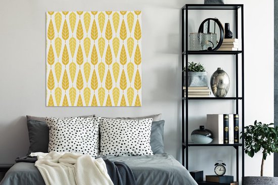 Motifs de peinture sur toile - Automne - Feuilles - Jaune - 90x90 cm - Décoration murale