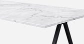 Marmeren Eettafel - Carrara Wit (V-poot) - 240 x 80 cm  - Gezoet