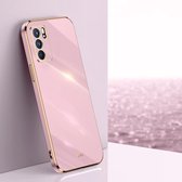 Voor OPPO Reno6 Pro 5G XINLI Rechte 6D Plating Gold Edge TPU Schokbestendige Case (Cherry Purple)