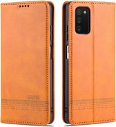 Voor Samsung Galaxy A03s AZNS Magnetische Kalf Textuur Horizontale Flip Leather Case met Kaartsleuven & Houder & Portemonnee (Lichtbruin)