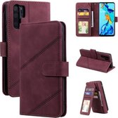 Voor Huawei P30 Pro Skin Feel Business Horizontale Flip PU Lederen Case met Houder & Multi-Card Slots & Portemonnee & Lanyard & Fotolijst (Rood)