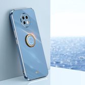 Voor Xiaomi Redmi Note 9 5G XINLI Rechte 6D Plating Gold Edge TPU Shockproof Case met Ring Houder (Celestial Blue)