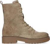 Manfield - Dames - Taupe suède veterboots - Maat 41