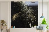 Behang - Fotobehang Marmer - Glitter - Goud - Zwart - Breedte 350 cm x hoogte 350 cm