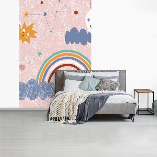 Fotobehang - Vlies Behang - Slapende Bosdieren In De Wolken Kinderbehang 368 X 254 Cm