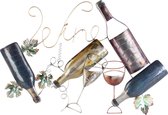 Metalen wanddecoratie – 4 flessen wijn en 2 glazen - 77cm x 54cm x 5cm