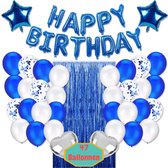 Baloba® Blauw Wit Verjaardag Decoratie Set - Happy Birthday Slinger - Verjaardag Ballonnen Feest Pakket
