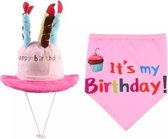 2 delige verjaardagset met hoed en bandana voor de hond roze - hond - bandana verjaardag - birthday - hoed