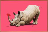 JUNIQE - Poster met kunststof lijst Horny -40x60 /Grijs & Roze