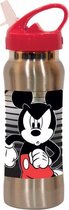 tuitbeker Mickey Mouse staal 580 ml zilver/rood
