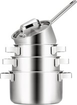 Bol.com Sola Ruby Pannenset Inductie - Kookpannen Set 4 Delig - Ø 16161820 cm - Premium RVS Pannen - Sandwichbodem Geschikt voor... aanbieding