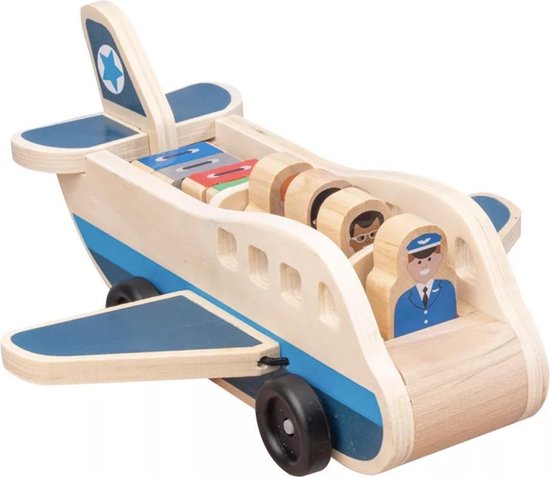 Thumbnail van een extra afbeelding van het spel Houten vliegtuig met figuren