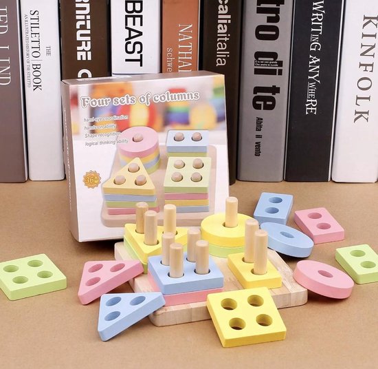 Thumbnail van een extra afbeelding van het spel Educatief houten speelgoed in pastelkleuren