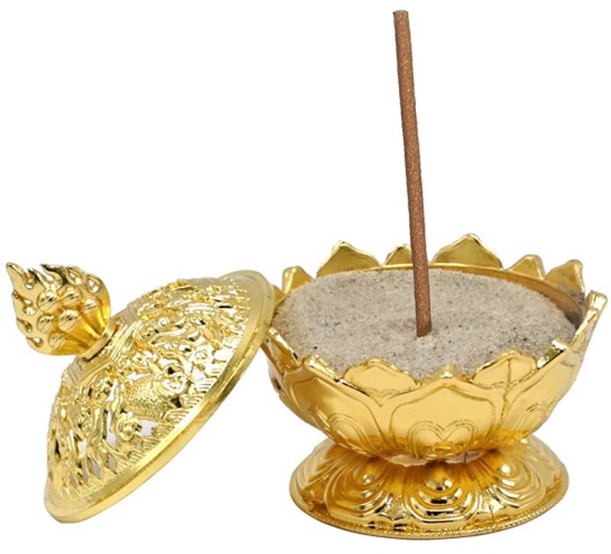 Bol.com Wierookbrander - Lotus - Goudkleurig - 7.8x6.9x6.9 cm aanbieding