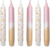 TWIST'D - Dip dye + confetti kaarsen set - oranje/roze - 6 stuks - 19 cm - dinerkaars - handgemaakt