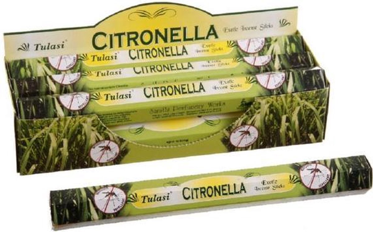 Tulasi wierookstokjes Citronella 240 stuks 2dozen anti muggenwierook zwart