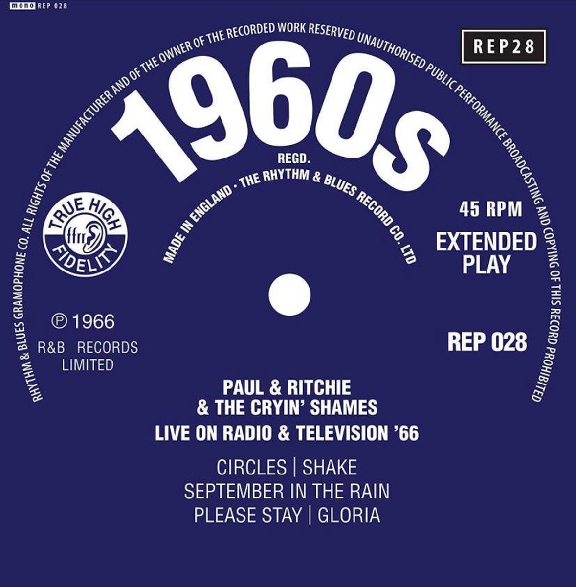 Paul & Ritchie & The Cryin' Shames - Live On Radio & Television 66 (7" Vinyl Single)