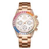 Longbo - Meibin - Dames Horloge - Rosé/Multi color/Wit - 40mm