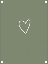 Label-R Tuinposter 'hart' 60x80cm olijfgroen