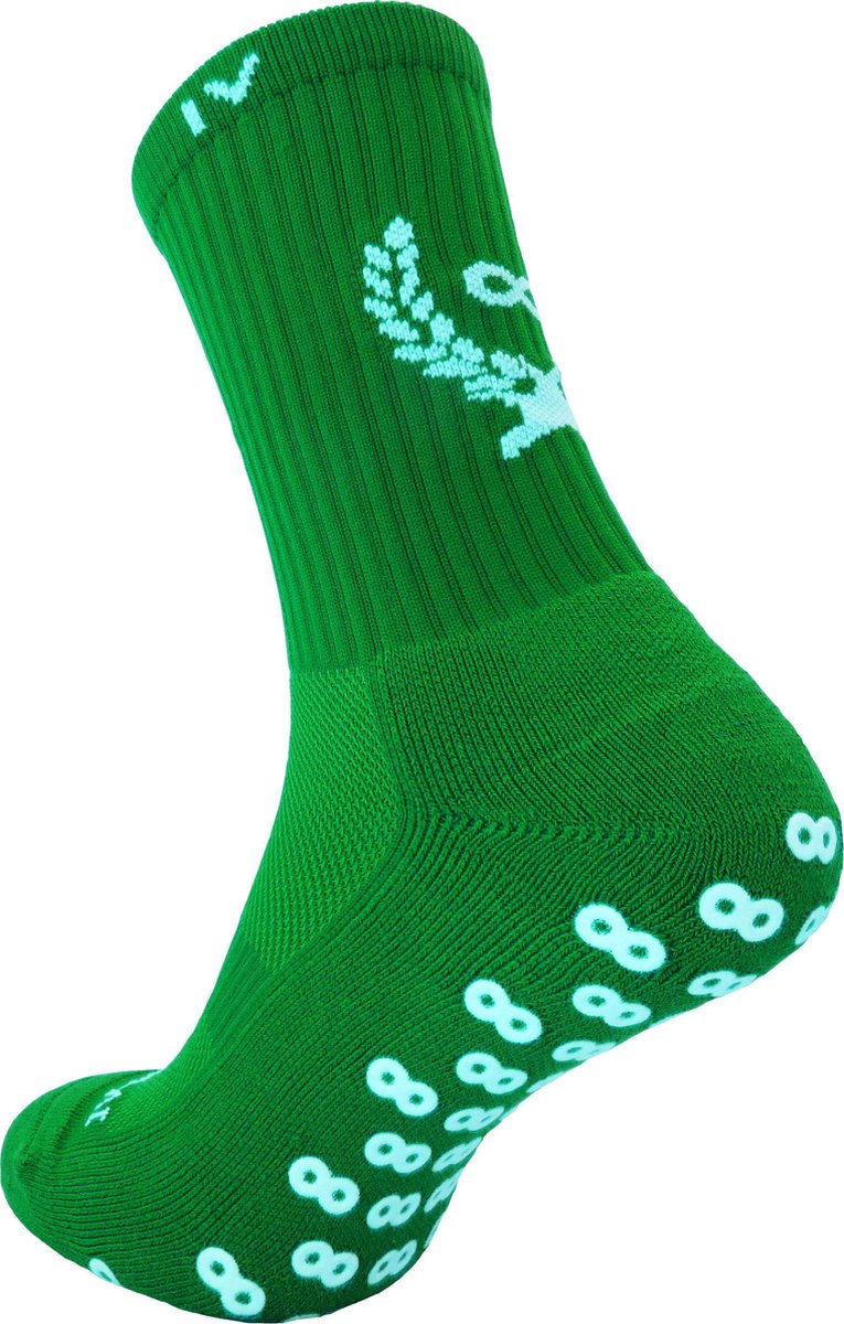 IV-Gripsocks® Groen - Anti-slip sokken - Gripsokken voetbal groen - sportsokken - one size (Maat 39-46) - 8 kleuren - compressie - prestatieverhogend - tennis - hardlopen - handbal - sporten - fitness - tennissokken - voetbal - running - padel