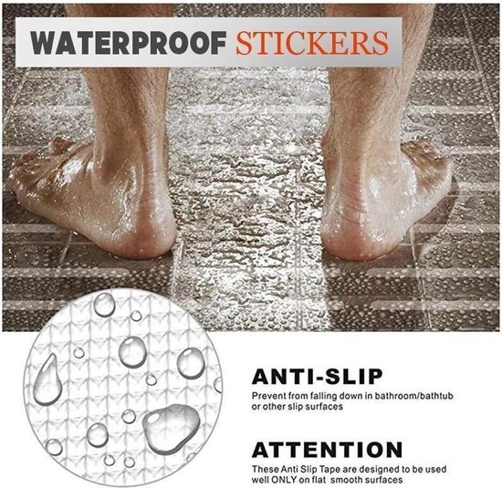 24 Stickers Antidérapants Transparents Pour Douche Et Baignoire - Adhésifs Sécurité 1,5x18 Cm - Anti-glisse Salle De Bain