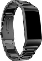 Q-DESYN Fitbit Charge 3 / 4 bandje - RVS - Zwart