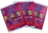 schriften Minions A5 gelijnd roze 3 stuks