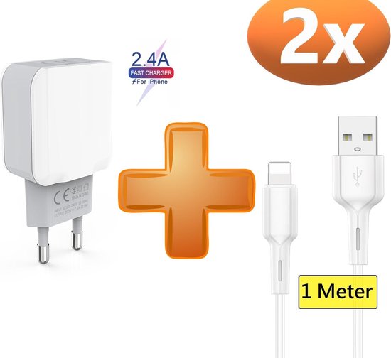 Chargeur USB Certifié Prise Chargeur + Câble de Recharge Apple iPhone 12  /11 / X /... | bol.com