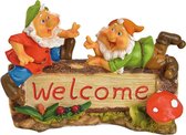 Tuin - Kabouter - Tuinkabouters op een boomstam "Welcome"