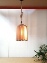 Touwlamp met Lampenkap van geperste hout H 40 cm