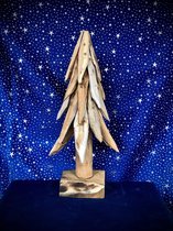 Christmas tree mini S - 37 cm hoog - kerstboom - tropische houtsoort gedroogd - hout - decoratiefiguur - kerstdecoratie - kerst - handgemaakt - interieur - accessoire - voor binnen