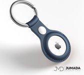 Jumada's Apple Airtag Sleutelhanger - Leren Hanger - Beschermhoesje - Siliconen Airtag Hoesje - Blauw