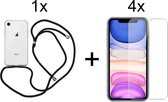 iPhone XR hoesje met koord transparant shock proof case - 4x iPhone XR screenprotector