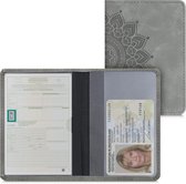 Housse kwmobile pour certificat d'immatriculation et permis de conduire - Housse avec porte-cartes en gris - Étui en simili cuir