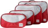 Kira Packing Cubes - Koffertassen - Koffer Organizer - Reistassen set - voor Handbagage, Backpacks & Tassen- 4 Stuks - Rood