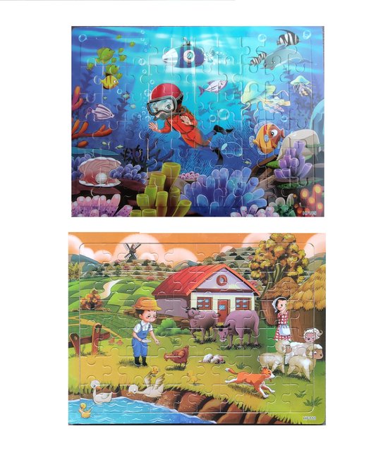 2 Puzzles en bois - 60 pièces Jigsaw Puzzle - Éducatif- Enfants