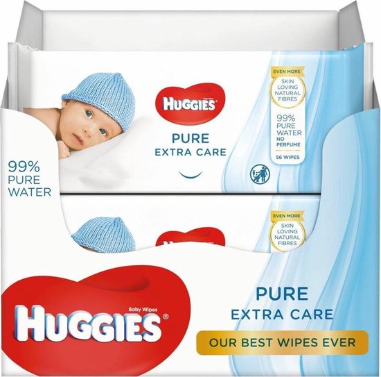 Huggies Billendoekjes – Pure Extra Care – Voordeelverpakking- 99% pure water 8x 56 doekjes
