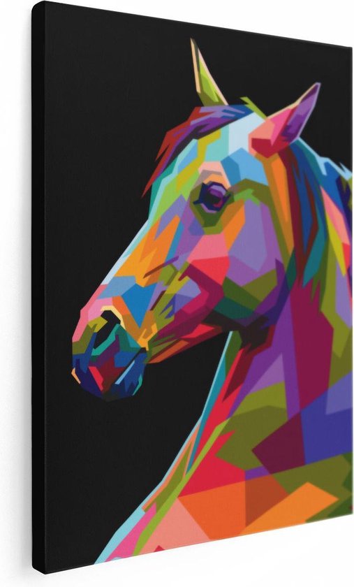 Artaza Peinture Sur Toile Tête De Cheval Colorée - Cheval - Abstrait - 60x80 - Photo Sur Toile - Impression Sur Toile