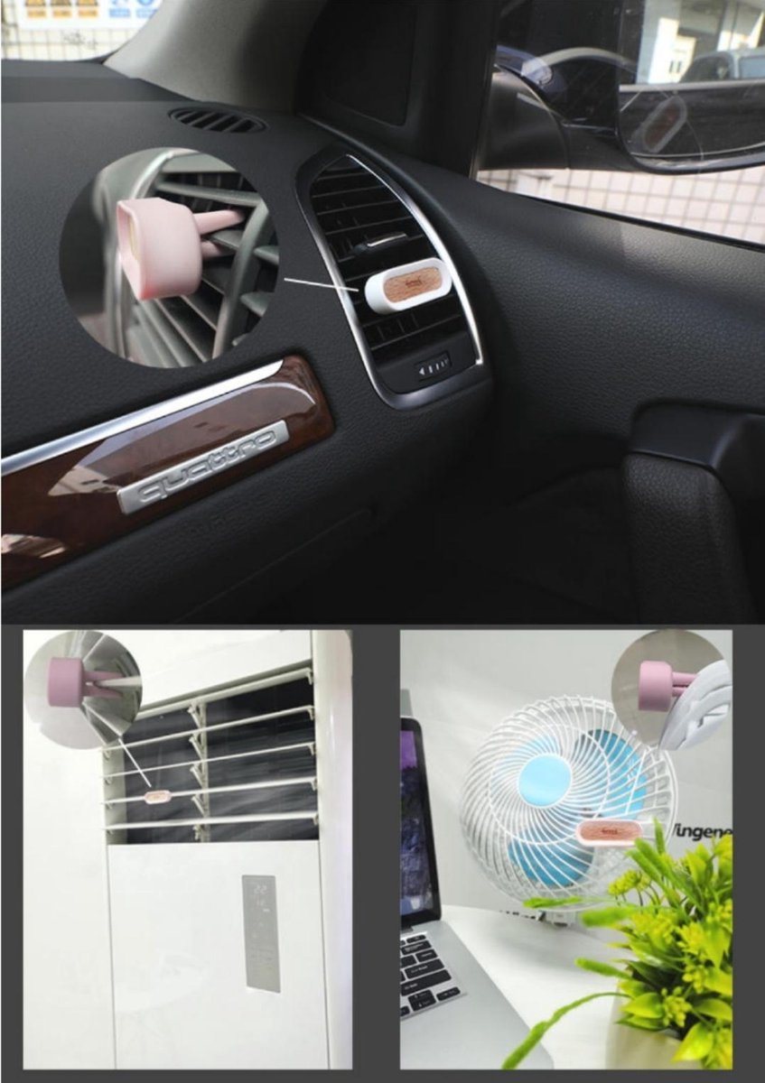Kwak's Auto Luchtverfrissers, Zonne Luchtverfrisser met Zwevende Vleugels voor Auto Interieur Autorotatie Decoratie Accessoires (Roze Goud