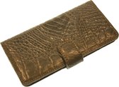 Made-NL Handgemaakte iPhone 13 Pro book case zwart krokodillenprint robuuste hoesje