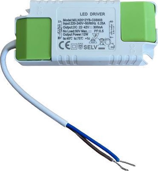Aigostar - Driver de panneau LED sans scintillement - 12W 22-42V 300mA - Non dimmable